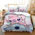 Lilo & Stitch Set Copripiumino Cartone Animato Per Bambini 2 Pezzi Set Biancheria Da Letto Regalo Di Natale Copriletto Copripiumino Morbido E Accogliente Per Adolescenti Ragazzi Singolo（135X200cm）