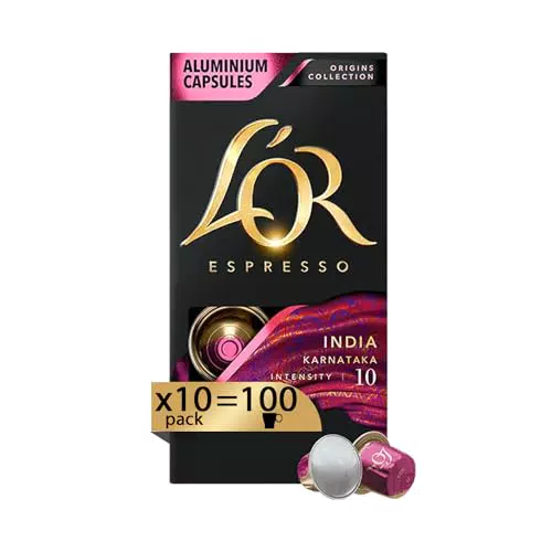 L'Or - Capsule Caffè Espresso Onyx - 100 Capsule in Alluminio - Intensità 12 - Compatibili con Macchine Nespresso - 10 confezioni da 10 capsule