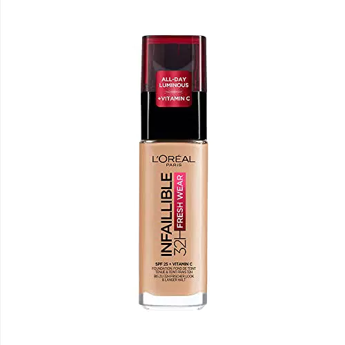 L'Oréal Paris Fondotinta Liquido Infaillible 32h, Coprente a Lunga Tenuta con Protezione Solare SPF25