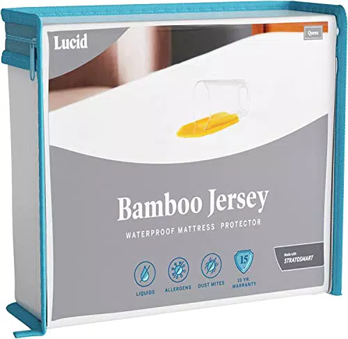 LUCID Coprimaterasso di Premium Rayon di Bambù Jersey ultra morbido impermeabile Piazze francese, 140 x 200 cm