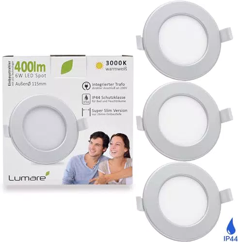 Lumare LED Spot da incasso 6W, 400lm, Ultra piatto, profondità d'incasso 26mm