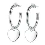 Lydreewam Orecchini Cerchio Donna Argento Sterling 925 con Cuore amore Pendenti
