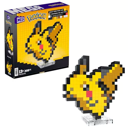 MEGA Pokémon Showcase - Pikachu, set in stile retrò pixelato da costruire con 400 pezzi