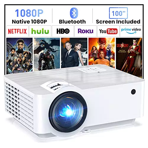 Mini proiettore Bluetooth 5.1 9500 Lumens Videoproiettore Full HD 1080P 4K Supportato con 100" schermo per HDMI
