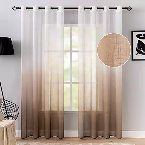 MIULEE Tende Voile Trasparenti 2 Pannelli con Occhielli in Poliestere Resistente per Soggiorno Camera da Letto Facile da Installare 140X245 CM Grigio