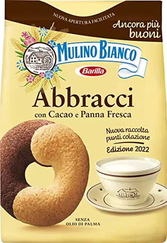 Mulino Bianco Biscotti Frollini Abbracci con Cacao e Panna Fresca, 350 g