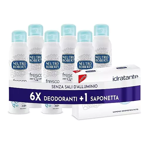 NEUTRO ROBERTS, Deodorante Spray Iris e Mandorla, Senza Alcool e con Allume di Rocca