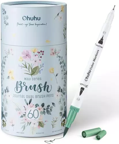 Ohuhu Pennarelli Brush Pen Lettering, 60 Pennarelli Doppia Punta
