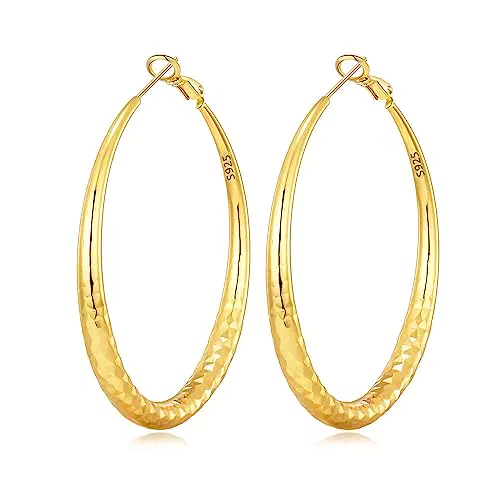 Orecchini in argento sterling Cerchi Orecchini a cerchio in oro sottile Orecchini a cerchio in oro spesso oro 14k Orecchini a cerchio grandi per le donne