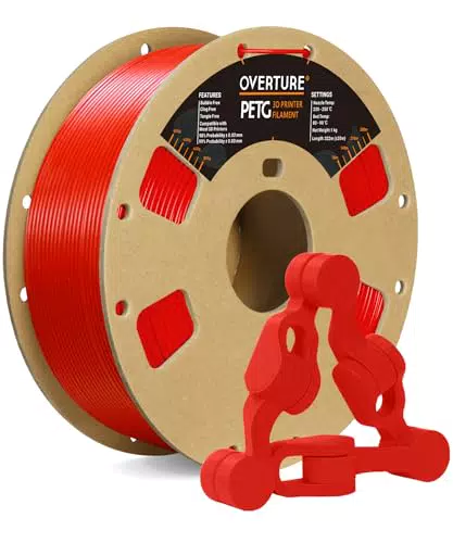 OVERTURE Filamento PETG 1.75mm, 1kg Bobina, Neatly Wound Durevole PETG Filament per Stampante 3D