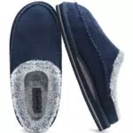 Pantofole per arco plantare da uomo Comodo Interno Cuciture fatte a mano microsuede Scivolare su Scarpe da casa Pelliccia sintetica calda Gomma All'aperto Blu Taglia 45