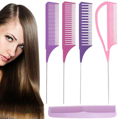Pettine Professionale Antistatico 5 Pezzi Pettine Per Meches Set Per Tinte Pettine a Coda Pettine Per Capelli Pettine Per Schiariture Capelli Adatto Per Uomini e Donne