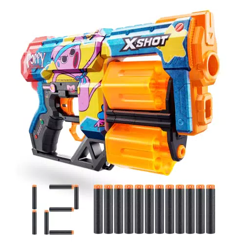 Pistola X-Shot Skins Dread - Poppy Playtime Kissy di ZURU con 12 dardi