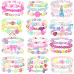 powerking Braccialetti per bambini, Braccialetti con perline per ragazze principesse e braccialetti per gioielli Set per bambini Favore per feste - Confezione da 12 pezzi 36 pezzi