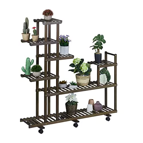 Relaxdays Scaffale Portafiori in bambù, 7 Mensole Porta Piante