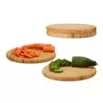 Relaxdays Set 4 taglieri da cucina rotondi in bambù, 25 cm