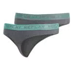 REPLAY I101306-001-N290 Perizoma, con Logo e Polsino Effetto Metallico Perizoma da Donna Donna Dark Grey Melange/Water Green Taglia X