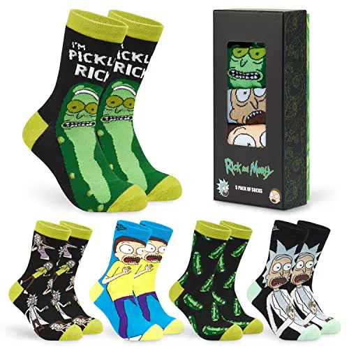 RICK AND MORTY Calzini Uomo Divertenti - 5 Paia Calze Uomo Originale