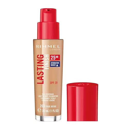Rimmel London Lasting Finish 25 Hour, Fondotinta Coprente Liquido a Lunga Durata SPF 20, True Beige