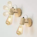 Seamoon Applique da Parete Interno, E27 Lampada da Parete in Legno Regolabile