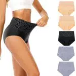 Senllori Donne Vita Alta Cotone Intima Tummy Controllo Slip Signore Morbido Copertura Completa Mutandine 5 Pack Multicolore Taglia 2X