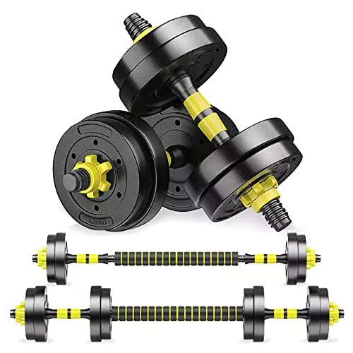 Set di 2 manubri corti regolabili, 10 kg, set di manubri corti professionali con tubo di collegamento