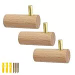 Set di 3 Ganci Appendiabiti In Legno, TIANLIN Gancio da Parete in Legno di Faggio