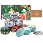 Set di 8 Candele Profumate Natale per Donna, Candele Portatili per Aromaterapia da Viaggio Con Cera di Soia Naturale e Olio Essenziale