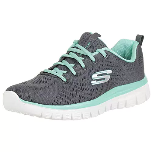 Skechers Graceful Get Connected, Scarpe da Ginnastica Donna, grigio/verde acqua, 37