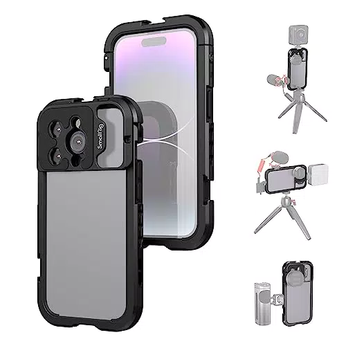 SMALLRIG Gabbia Video Smartphone per iPhone 14 Pro con Dual Cold Shoes