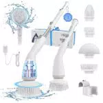 Spazzola Rotante Pulizia Casa, HiKiNS Spazzola Elettrica per Pulizia fili 8 in 1 con Impugnatura Regolabile per la Pulizia per Bagno/Cucina/Auto
