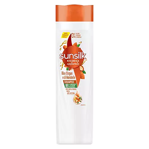 Sunsilk, Shampoo Olio d’Argan e di Mandorle, Shampoo per Capelli Fragili e Sciupati