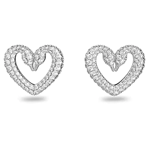 Swarovski Orecchini a lobo Una, Cuore, Piccalo, Bianchi