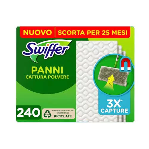 Swiffer Panni Catturapolvere, 240 Panni Microfibra Dry