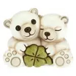 THUN - Mini Coppia Orsi Polari con Quadrifoglio Portafortuna - Ceramica - Linea Natale - Living