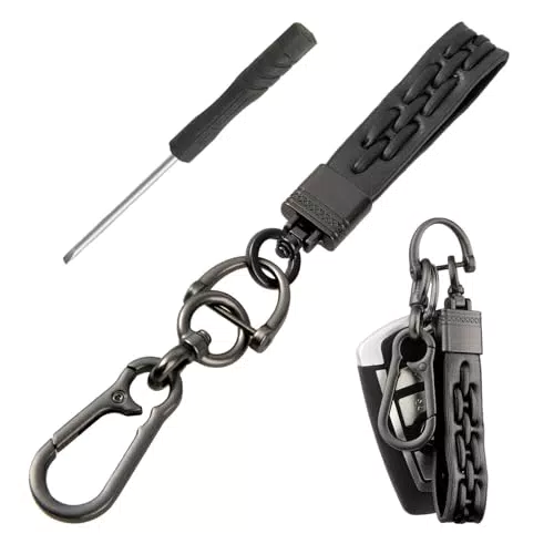 TIESOME Portachiavi per auto tessuto a mano, portachiavi in pelle microfibra supporto universale corda tessuta portachiavi metallo accessori portachiavi