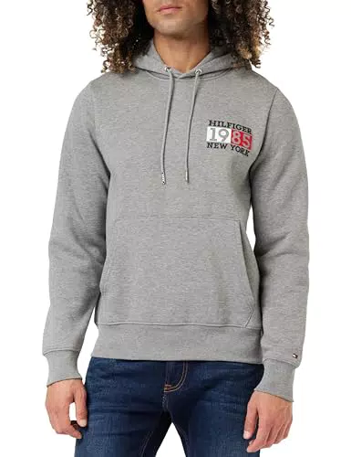 Tommy Hilfiger Felpa da uomo con Cappuccio, grigio