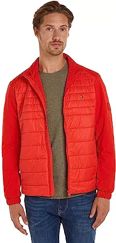 Tommy Hilfiger Cl Mix Media-Giacca con Colletto alla Coreana tessute
