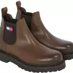 Tommy Jeans Stivali Mezza Gamba Uomo in Pelle, Marrone