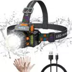 Torcia Frontale USB Ricaricabile lampada testa LED con 7 Modalità luce per testa IPX4 Impermeabile Regolabile per Corsa