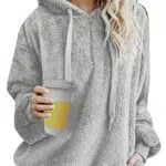 Tuopuda Felpe con Cappuccio Donna Felp Donna Sweatshirt Maglione Oversize Pullover Felpa per Donna Felpe Tumblr Ragazza Inverno Autunno Manica Lunga Flanella Sweatshirt Calda Felpe