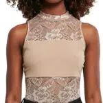 URBAN CLASSICS Body Donna in Pizzo, Top in Pizzo Sexy Smanicato per Donna