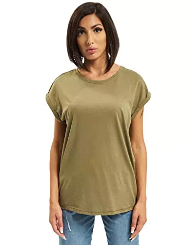 URBAN CLASSICS t-shirt da Donna con Manica Arrotolata