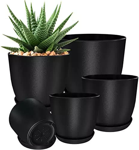 Utopia Home Vasi per piante da interno con drenaggio Confezione da 5 - cm Vasi decorativi per piante da interno - vasi di plastica per piante da interno