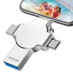 Uzwont Chiavetta USB 256GB - 4 in 1 Metallo Pen Drive 3.0 Alta Capacità USB 3.0 Pendrive Grande Memoria Penna per Smartphone OTG Android Computer Tablet