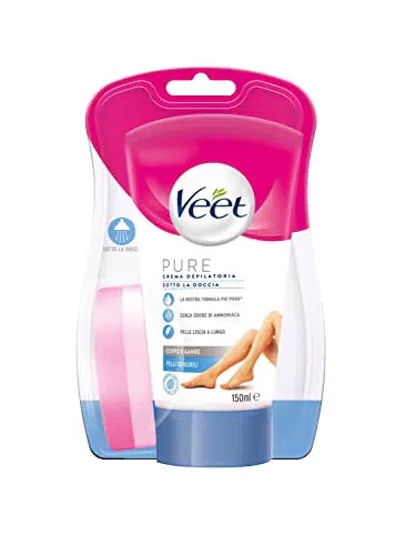 Veet Silk & Fresh Technology Crema Depilatoria Sotto la Doccia per Pelli Sensibili - 150 ml