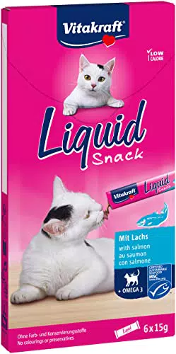 Vitakraft Vitakraft Liquid Snack liquido per Gatto, Salmone e Omega