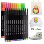 VORHOT 24 Colori Pennarelli per Tessuti e Stoffa, 3mm Permanenti in Lavatrice