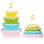 WolinTek 4 PCS Contenitori Pieghevoli in Silicone Pranzo del Silicone Pieghevole Silicone Pieghevole contenitori per Alimenti Silicone Pieghevole Lunch Bento Box