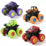 WolinTek 4Pcs Camion Giocattolo Macchine Bambini, Giocattolo Inerziale Auto Spingere e Andare